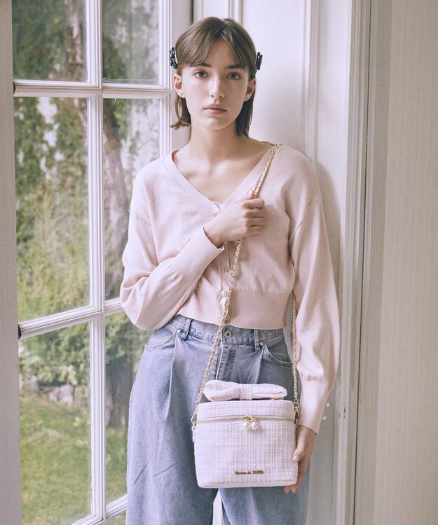 Maison de FLEUR ツイードキューブショルダーバッグ Ivory