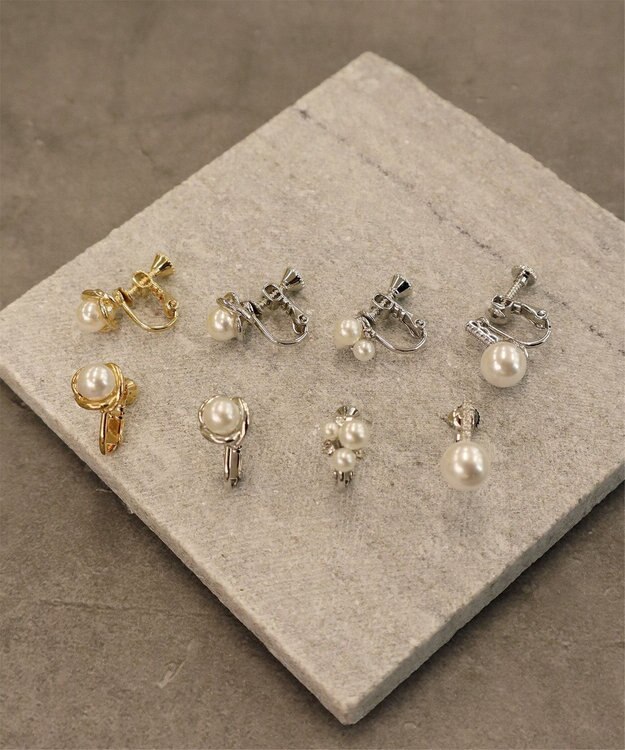 Tiaclasse 【5TYPEアソートデザイン・金属アレルギー対応】パールイヤリング・ピアス イヤリング：ゴールドA