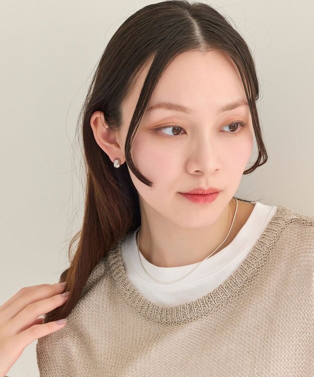 Phoebe 【ピアス見えシリーズ/金属アレルギー対応】オーバルフープスナップイヤリング　シルバー シルバー