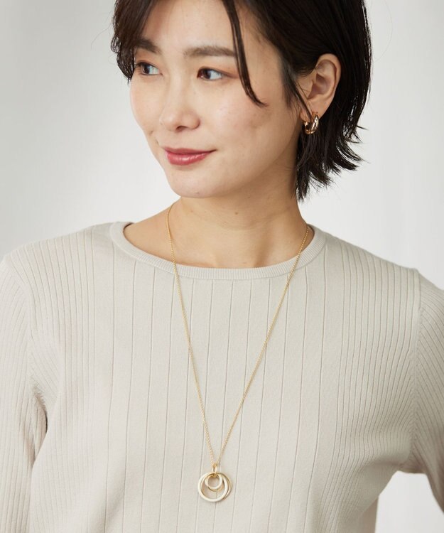 J.PRESS LADIES リバーシブルエポ ネックレス ベージュ系