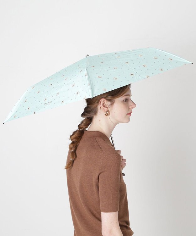 MOONBAT 【 遮光率100％/遮熱/UV/軽量】PAUL&JOE ACCESSOIRES(ポール&ジョー) 晴雨兼用日傘 ジプシー ネコ 折りたたみ傘 ミントグリーン