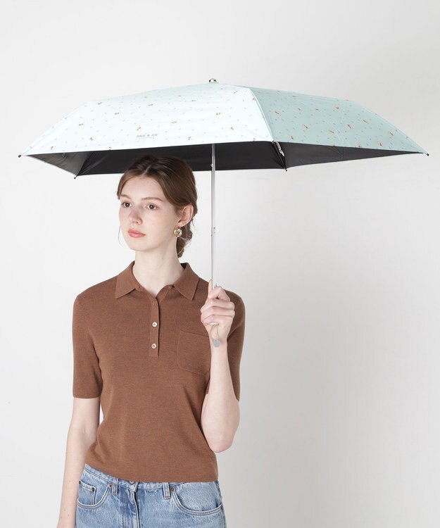 MOONBAT 【 遮光率100％/遮熱/UV/軽量】PAUL&JOE ACCESSOIRES(ポール&ジョー) 晴雨兼用日傘 ジプシー ネコ 折りたたみ傘 ミントグリーン