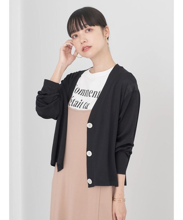 earth music&ecology ハイゲージニットカーディガン Black