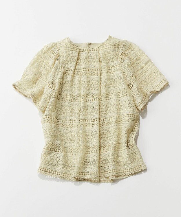 組曲 S ボーダーレース ブラウス ピスタチオ系