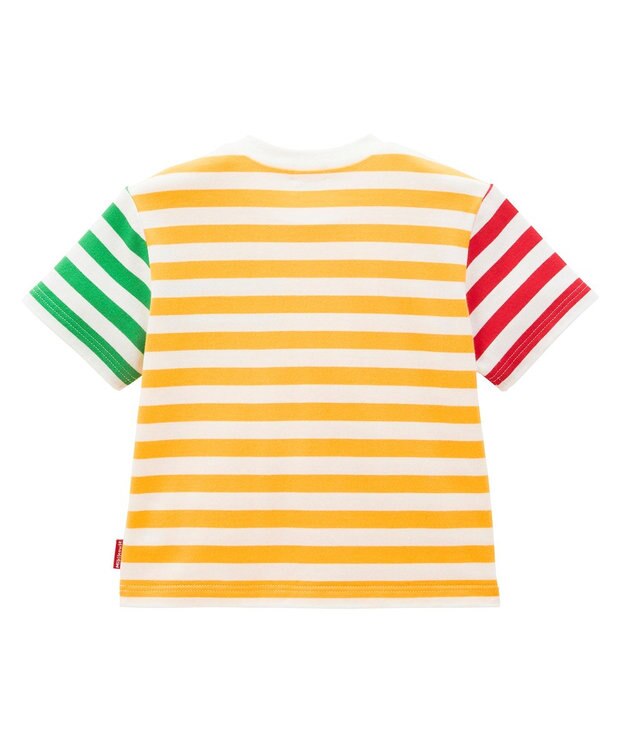 MIKI HOUSE HOT BISCUITS 【80-120cm】 ポケット付き 先染め ボーダー柄 半袖Tシャツ マルチカラー