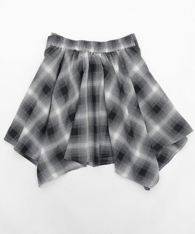 WEGO チェックシャツイレヘムミニスカート ブラック