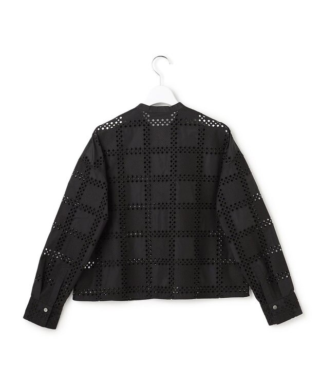 ICB L スクエアエンブロイダリー クロップドシャツ ブラック