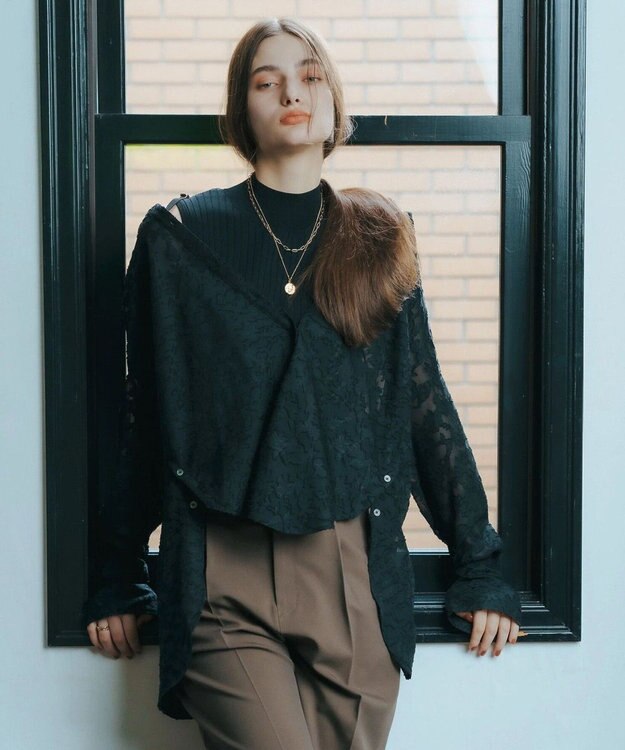 YECCA VECCA 3wayシアージャガードシャツ Ivory