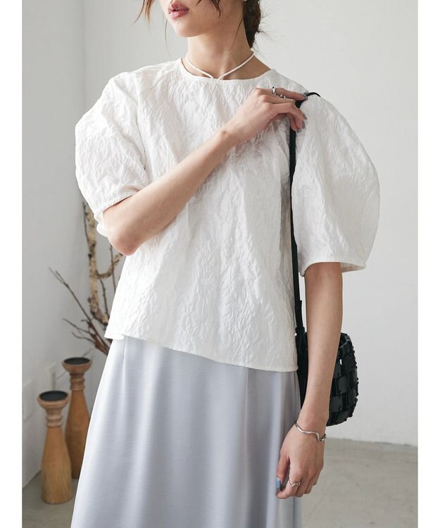 Green Parks AnriettMusee ショート丈ジャガードトップス Off White