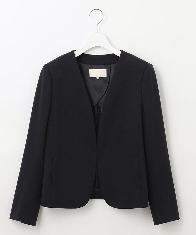 自由区 【好評につき追加生産/洗える】WASHABLEPONTE ノーカラージャケット ネイビー系