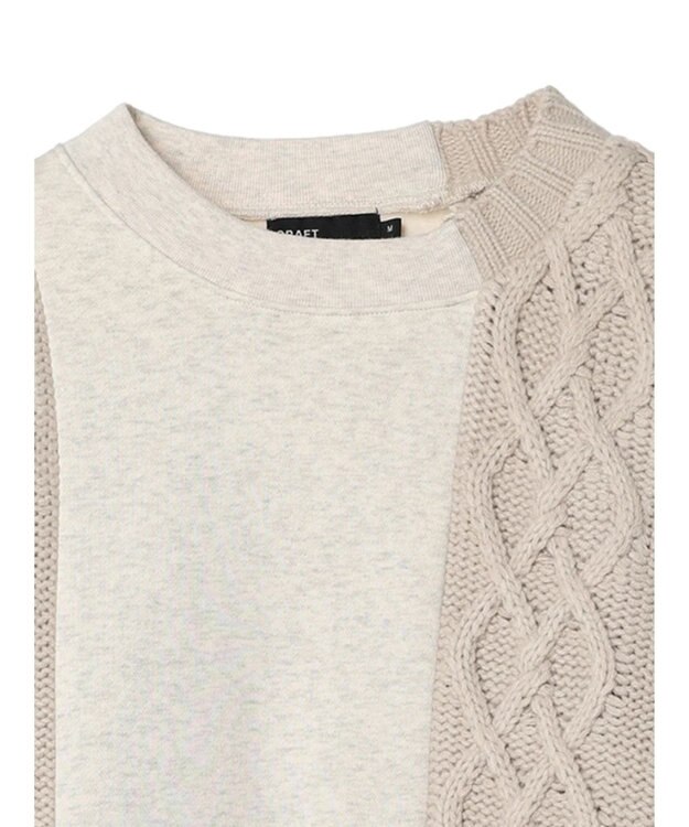 CRAFT STANDARD BOUTIQUE ケーブルニット切り替え裏起毛スウェット Oatmeal