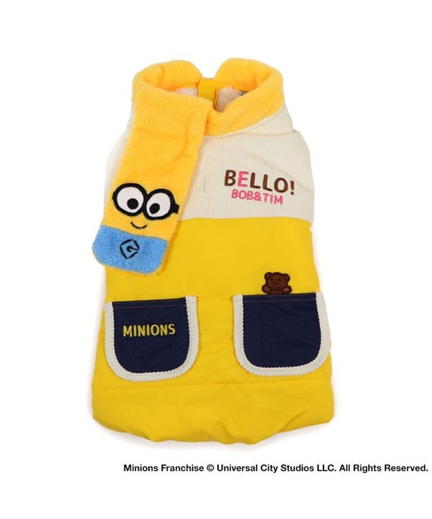 PET PARADISE ミニオン ボブ  遠赤外線 綿入れベスト マフラー付き 中型犬 イエロー
