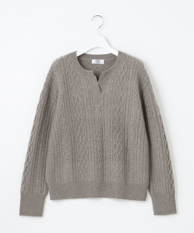 J.PRESS LADIES L 【洗える】BUNNY キーネック ニット ブラウン系