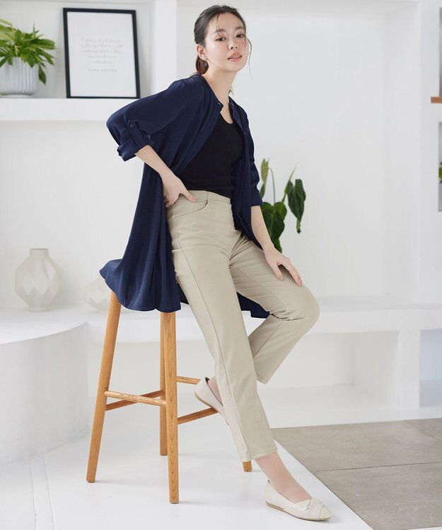 Tiaclasse 日本製デンビスリムストレートパンツ ブラック