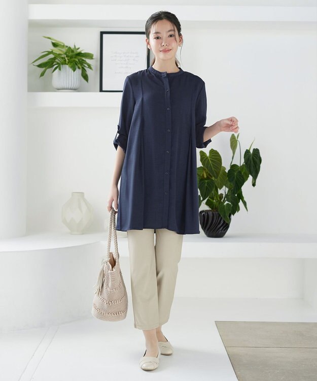 Tiaclasse 日本製デンビスリムストレートパンツ ベージュ