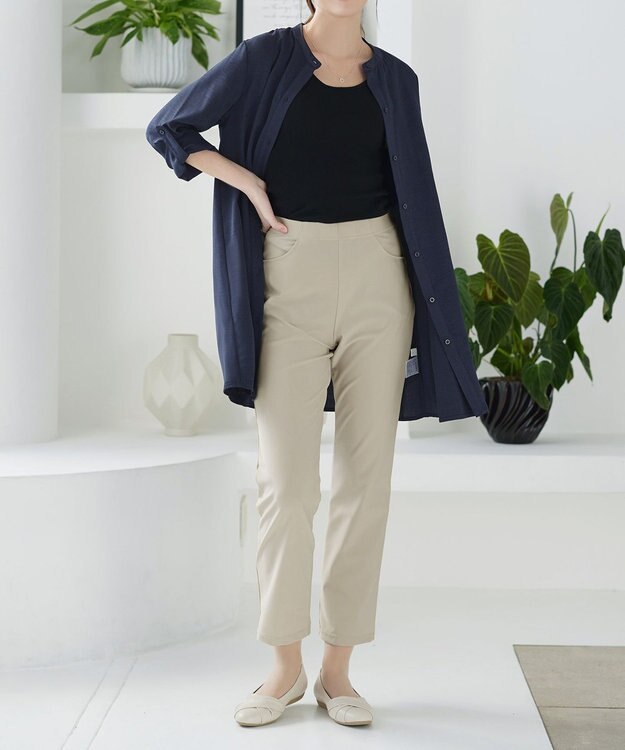 Tiaclasse 日本製デンビスリムストレートパンツ ベージュ