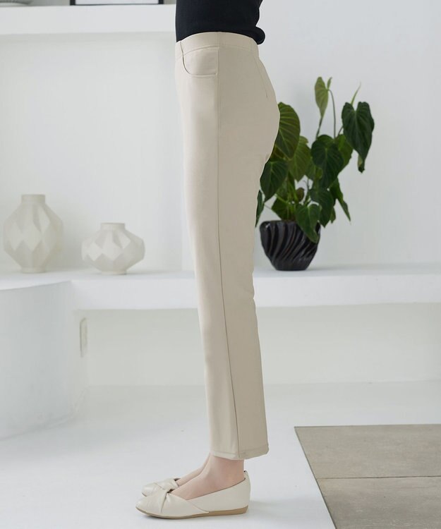 Tiaclasse 日本製デンビスリムストレートパンツ ベージュ
