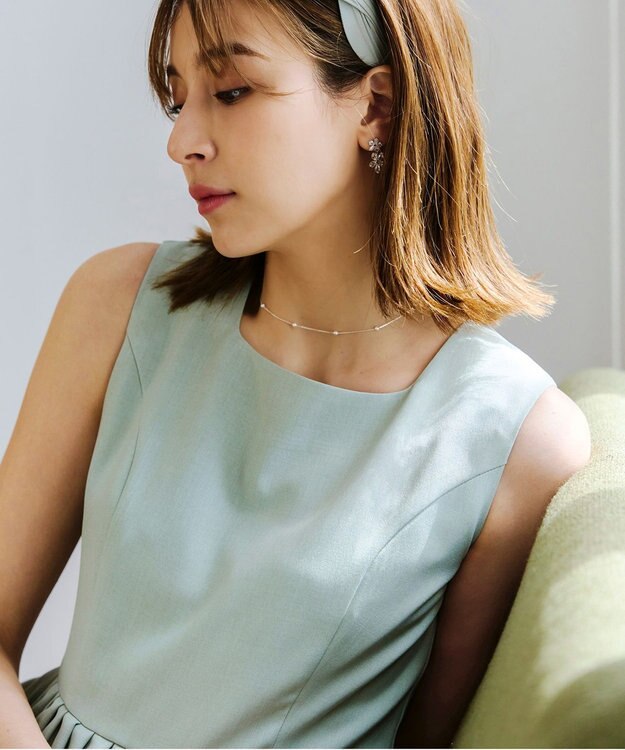 Tiaclasse 【洗える】麻調スクエアネックワンピース ミント