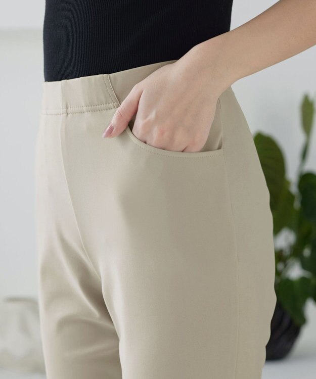 Tiaclasse 日本製デンビスリムストレートパンツ ベージュ