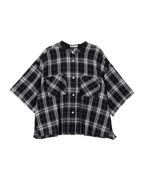 CRAFT STANDARD BOUTIQUE バックギャザーポンチョシャツ Check Black