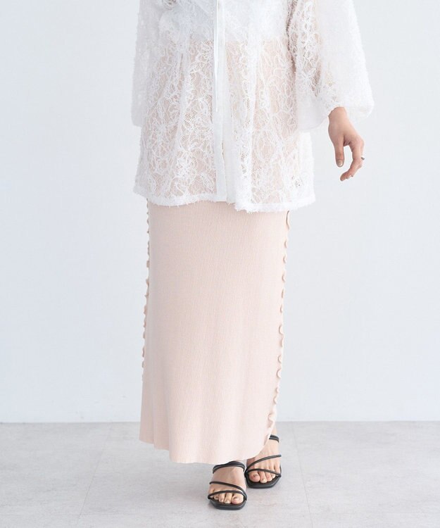 earth music&ecology サイドメローリブニットスカート Light Pink