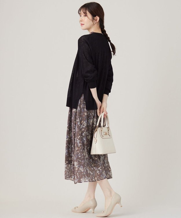 ANY SIS 【洗える】シアーVネック カーディガン ブラック