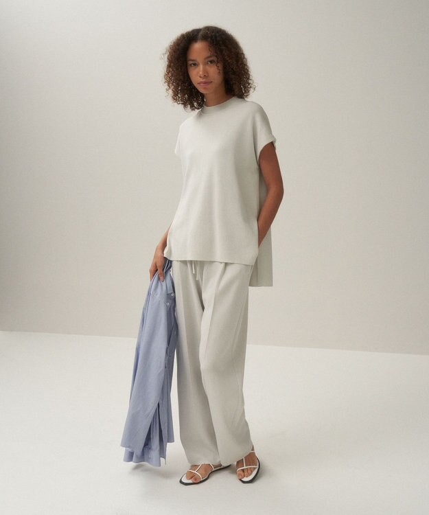 ATON 50/2 NATURAL DYED ORGANIC | ストレートイージーパンツ LIGHT GRAY