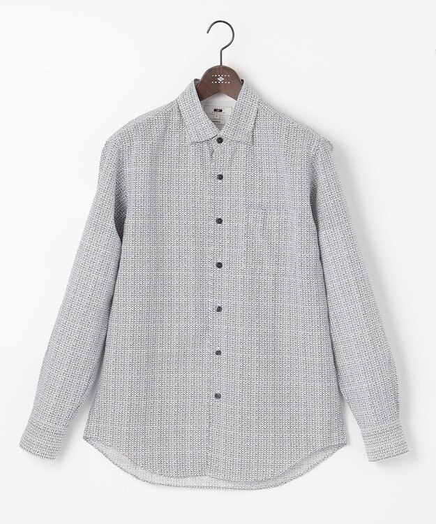 JOSEPH ABBOUD 【オーガニックコットン】リヨセルリネンプリント シャツ ホワイト系4