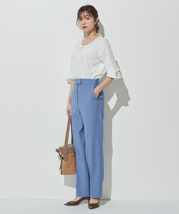 ICB 【洗える】 LooseWeave ワイドストレートパンツ スマルトブルー系