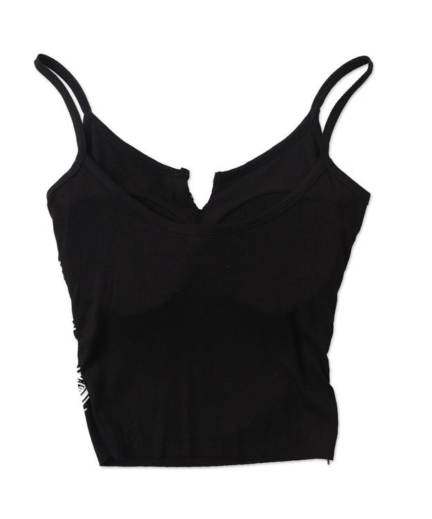 WEGO 【カップ付きインナー】グラフィックリブキャミソール ブラック