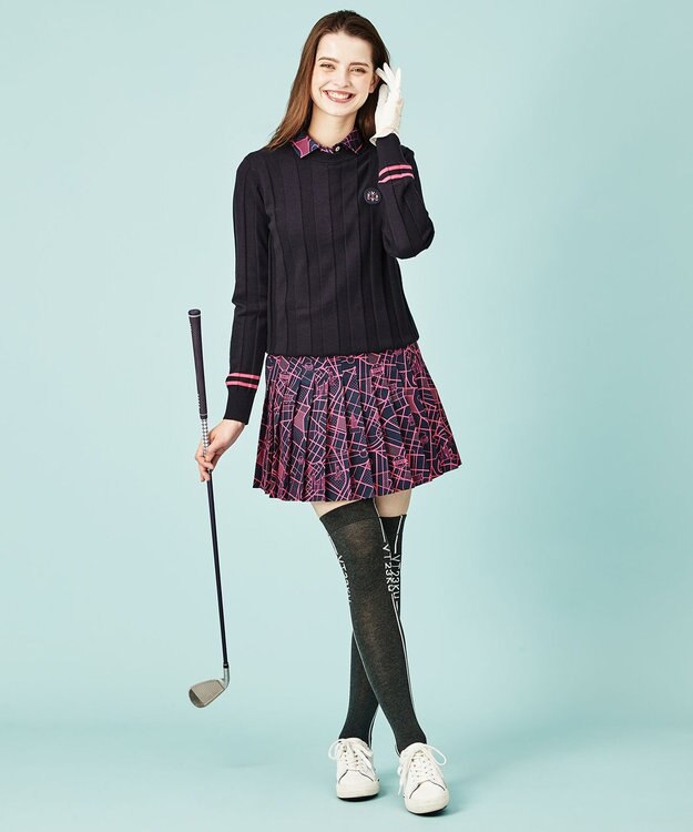 23区GOLF 【WOMEN】ニューヨークマップ柄 プリーツスカート ネイビー系5