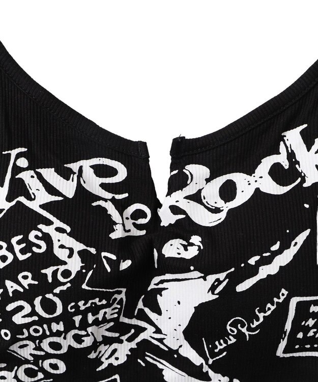 WEGO 【カップ付きインナー】グラフィックリブキャミソール ブラック