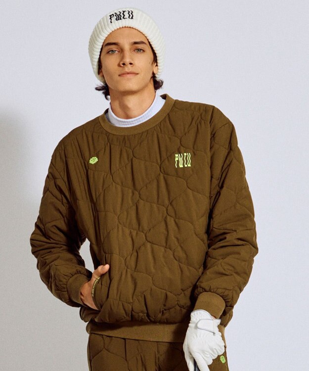 PW CIRCULUS 【撥水加工 / ストレッチ】【MEN】キルティング中綿プルオーバー ゴルフ カーキ系
