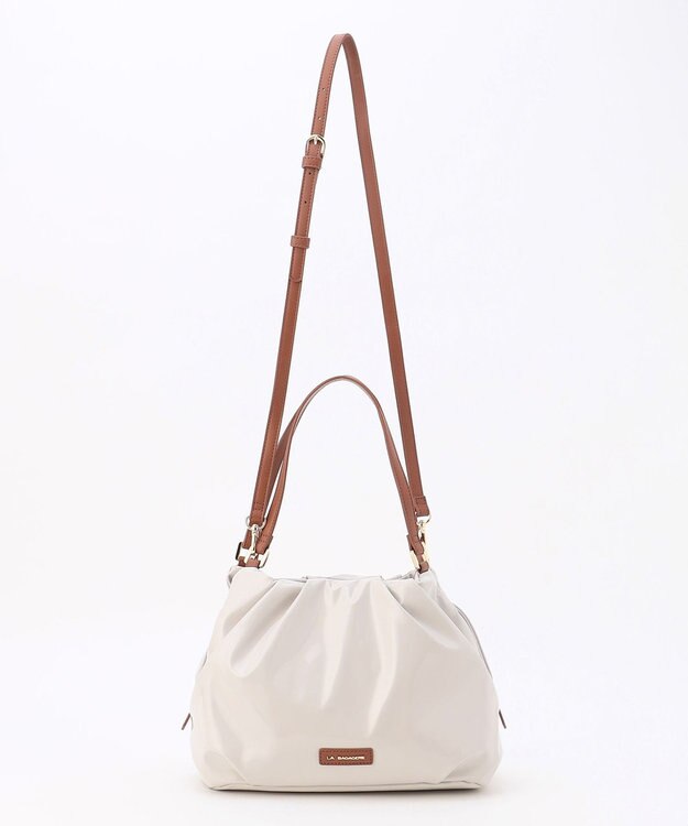 LA BAGAGERIE ソフトエナメル2WAYハンドバッグ Mサイズ アイボリー