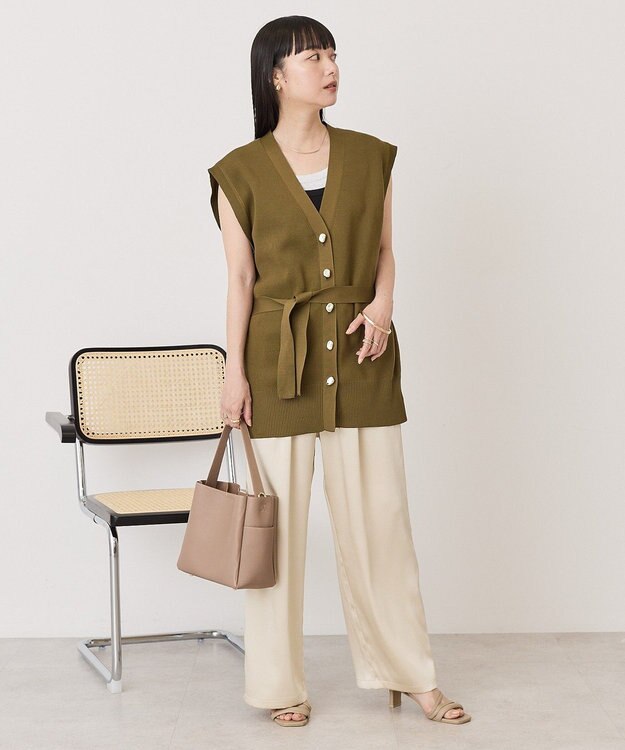 AMERICAN HOLIC 金ボタンニットジレ Khaki