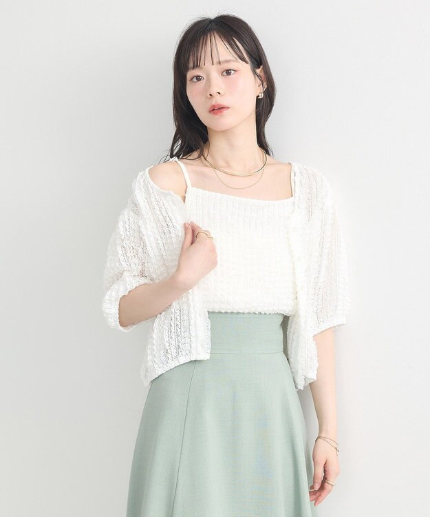 earth music&ecology ミニフリルカットレースアンサンブル Off White