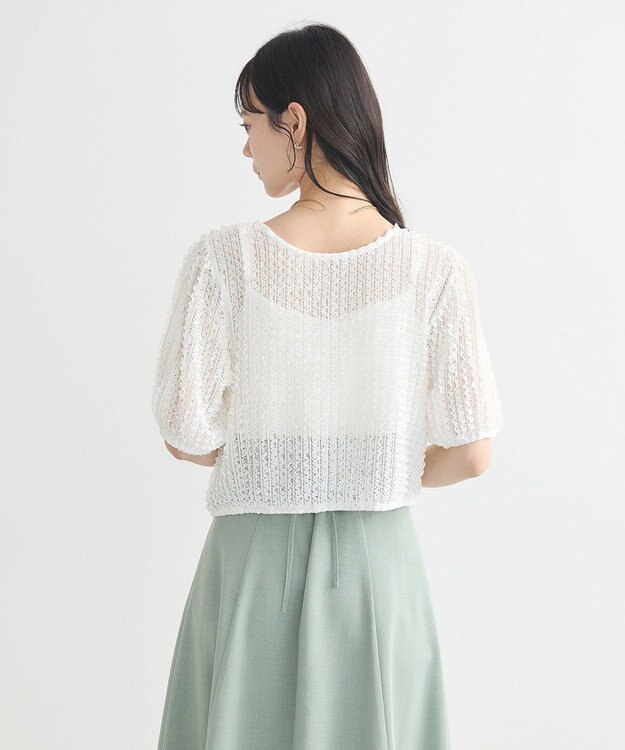 earth music&ecology ミニフリルカットレースアンサンブル Off White