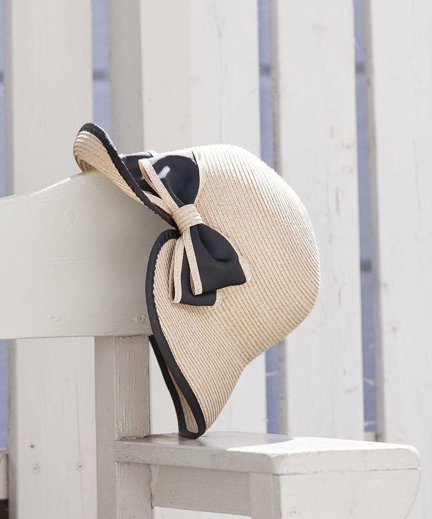 ANY SIS 【美人百花7月号掲載】ウォッシャブルリボン ハット ナチュラル×ブラック