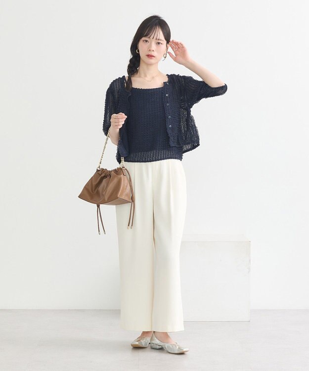 earth music&ecology ミニフリルカットレースアンサンブル Navy