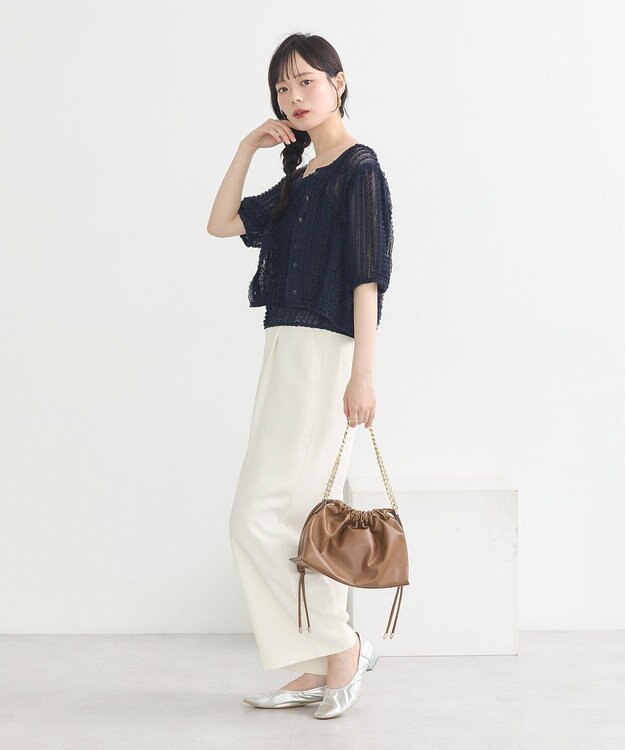 earth music&ecology ミニフリルカットレースアンサンブル Navy