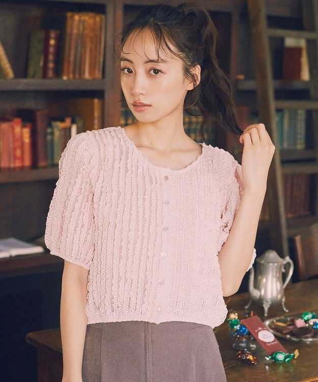 earth music&ecology ミニフリルカットレースアンサンブル Pink