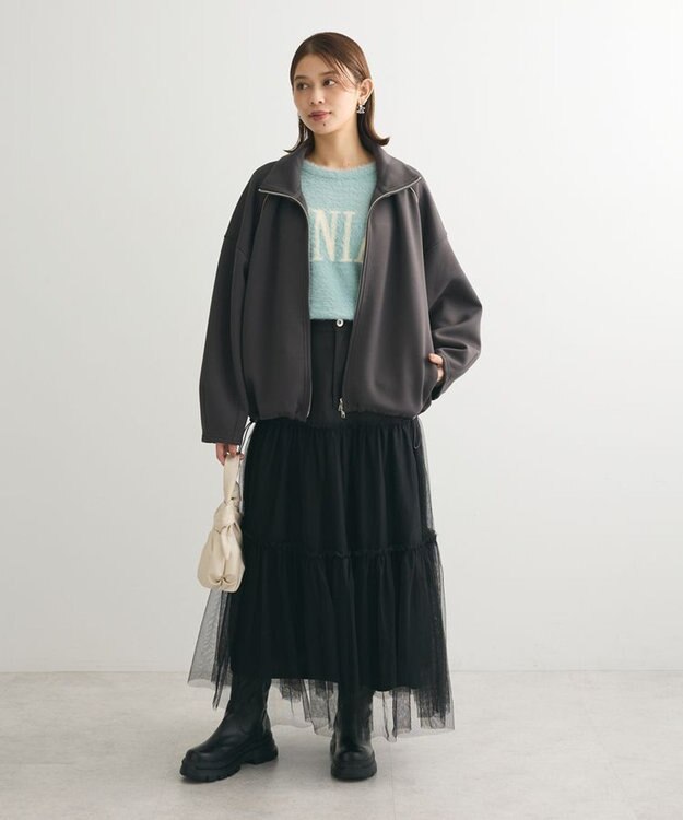 Green Parks コードラインスタンドカットブルゾン Charcoal Gray