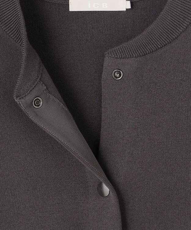 ICB L 【先行予約】 コットンポリエステルスムース カーディガン チャコール