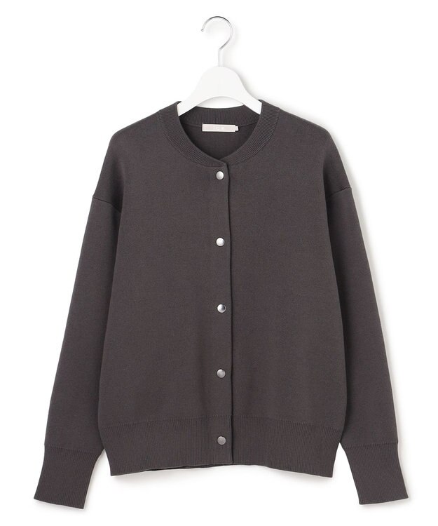 ICB L 【先行予約】 コットンポリエステルスムース カーディガン チャコール