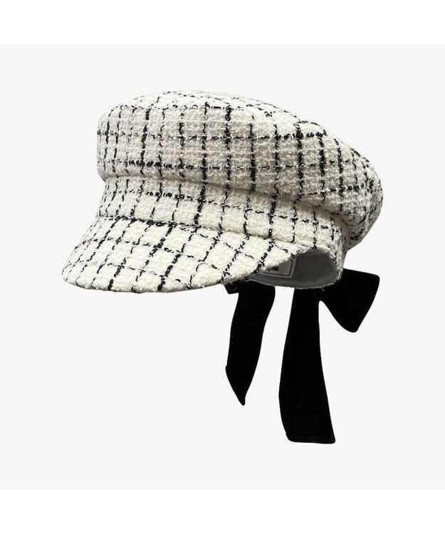 林八百吉商店 un chapeau ツイードマリンリボンキャス ホワイト