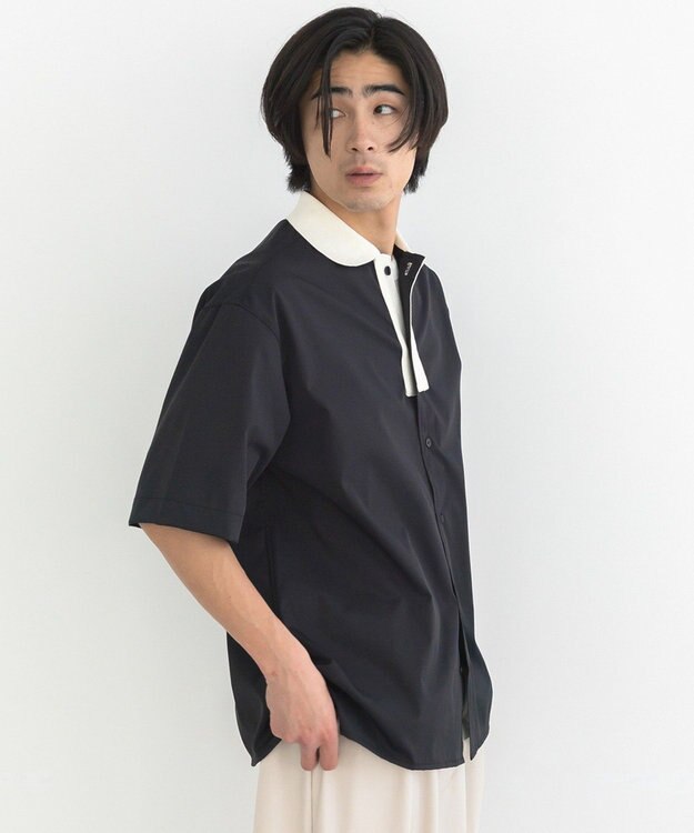 CRAFT STANDARD BOUTIQUE 【クールドライ】バイカラーニット衿ポロシャツ Black