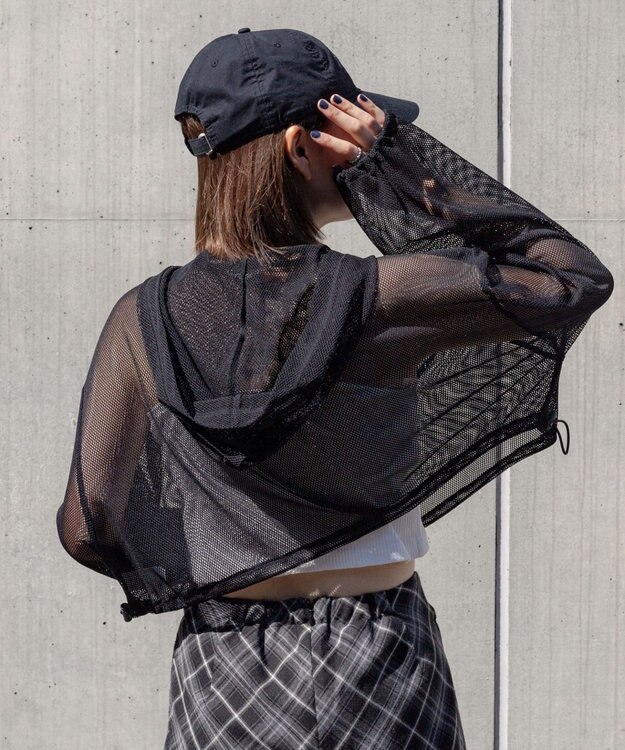 WEGO ダブルジップメッシュパーカー ブラック