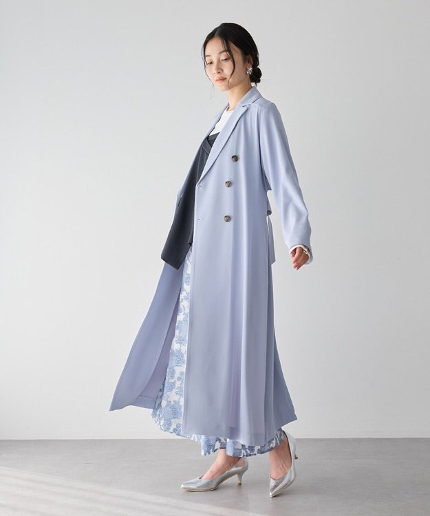 YECCA VECCA 【UVカット/花粉ガード】素材MIXトレンチコート Light Blue