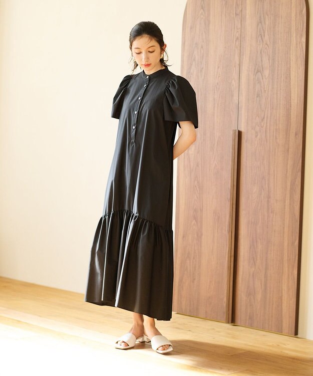 #Newans フレアヘムシャツワンピース ブラック