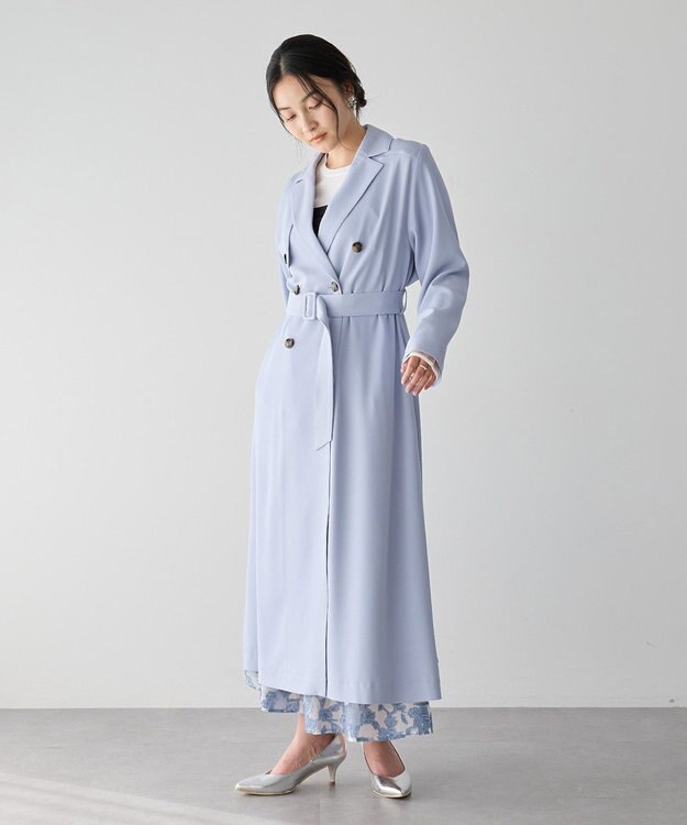 YECCA VECCA 【UVカット/花粉ガード】素材MIXトレンチコート Light Blue